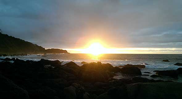 Sunset over Smoothwater Point just west of Jackson Head