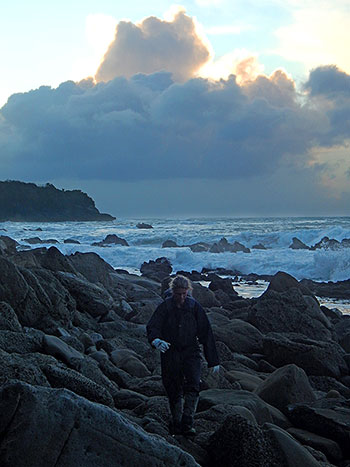 Ursula on her way to another night of logger bird stalking